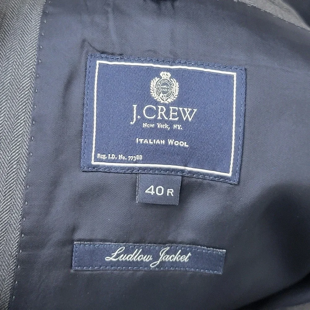 J Crew Ludlow Blazer Jacket Single Breasted Mens 40R Gray Double Vented Collared